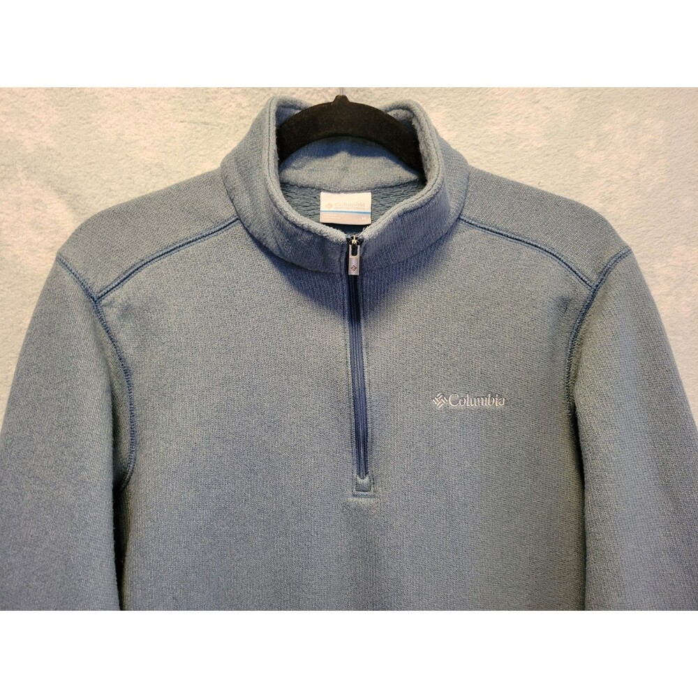 Womens Baby Blue Sweater Fleece 1/4 Zip Med Preppy Camp Rustic Casual Lodge